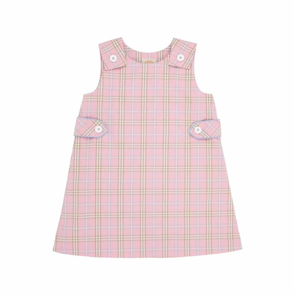 NEW THE BEAUFORT BONNET COMPANY kids' janie jumper dress in pelham bay plaid